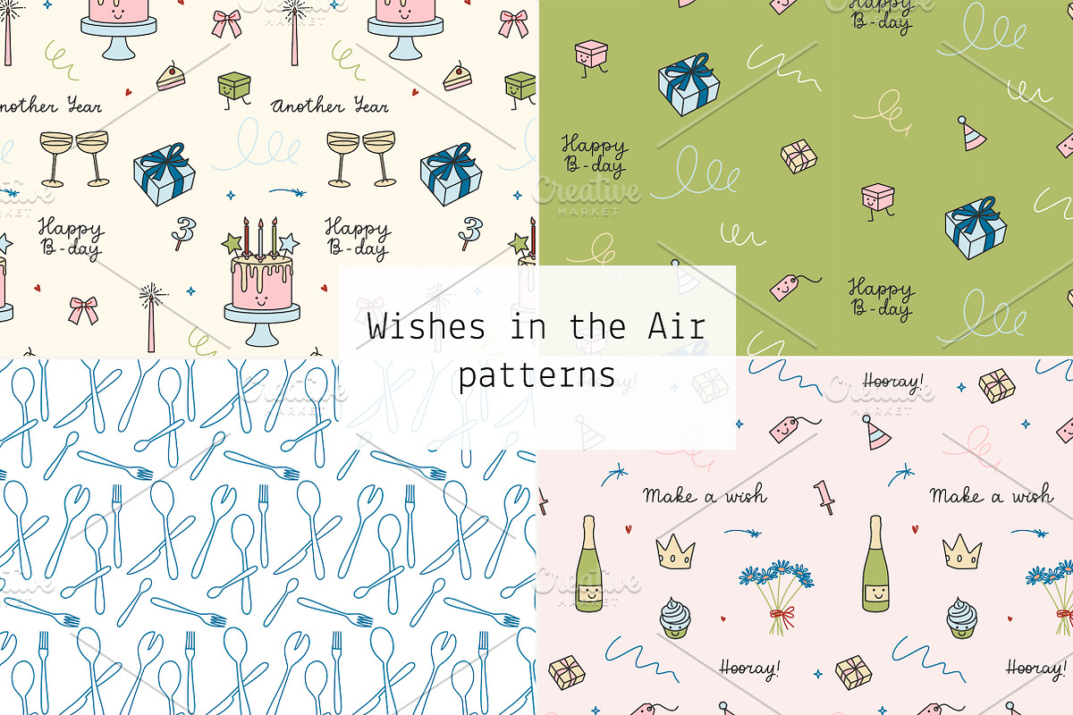 Wishes in the Air patterns, a Pattern Graphic by Lyolya Profitrolya (Photo 1 of 5)