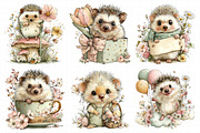 Whimsical Spring Hedgehog Clipart, an Illustration by Daily.Designs (Thumbnail 4 of 8)