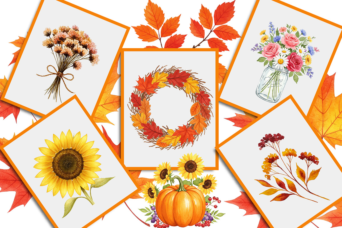 Watercolor Autumn Flower Pumpkin Png, an Illustration by Creative Art (Photo 7 of 7)