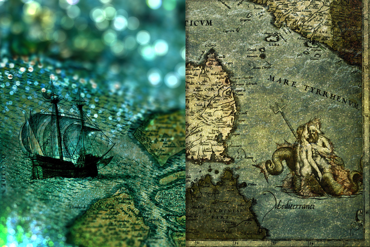Nautical Backgrounds - Sea Map Art, a Pattern Graphic by Paper Element (Photo 2 of 3)