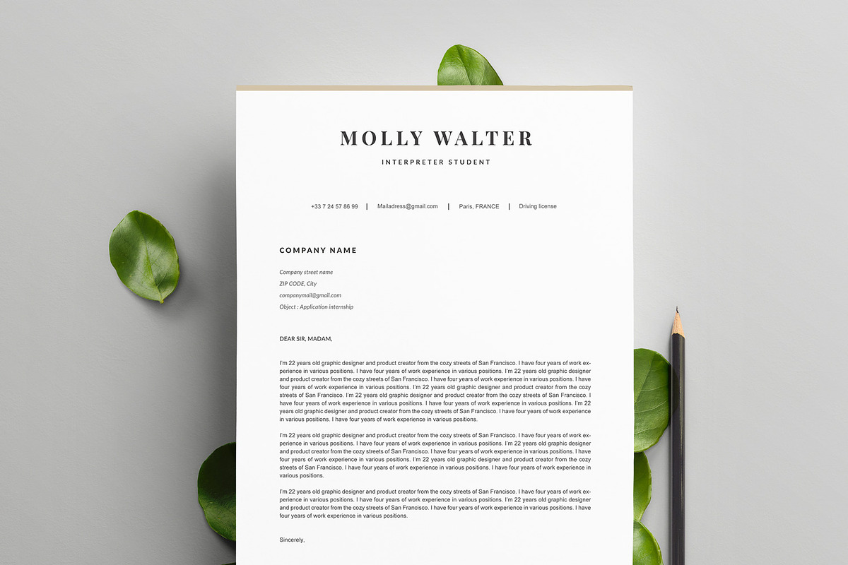 Modern Resume Template  MOLLY A4, a Resume Template by Graace Studio (Photo 3 of 4)