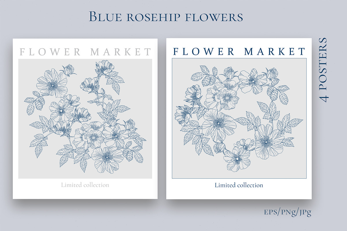 Blue rosehip flowers, a Decorative Illustration by LanaDzi (Photo 8 of 12)