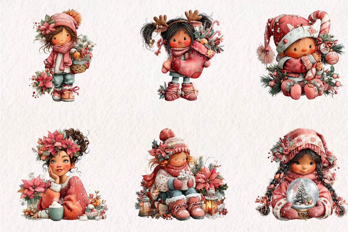 Christmas Girl clipart, a Seasonal Illustration by CreationArt (Photo 4 of 7)