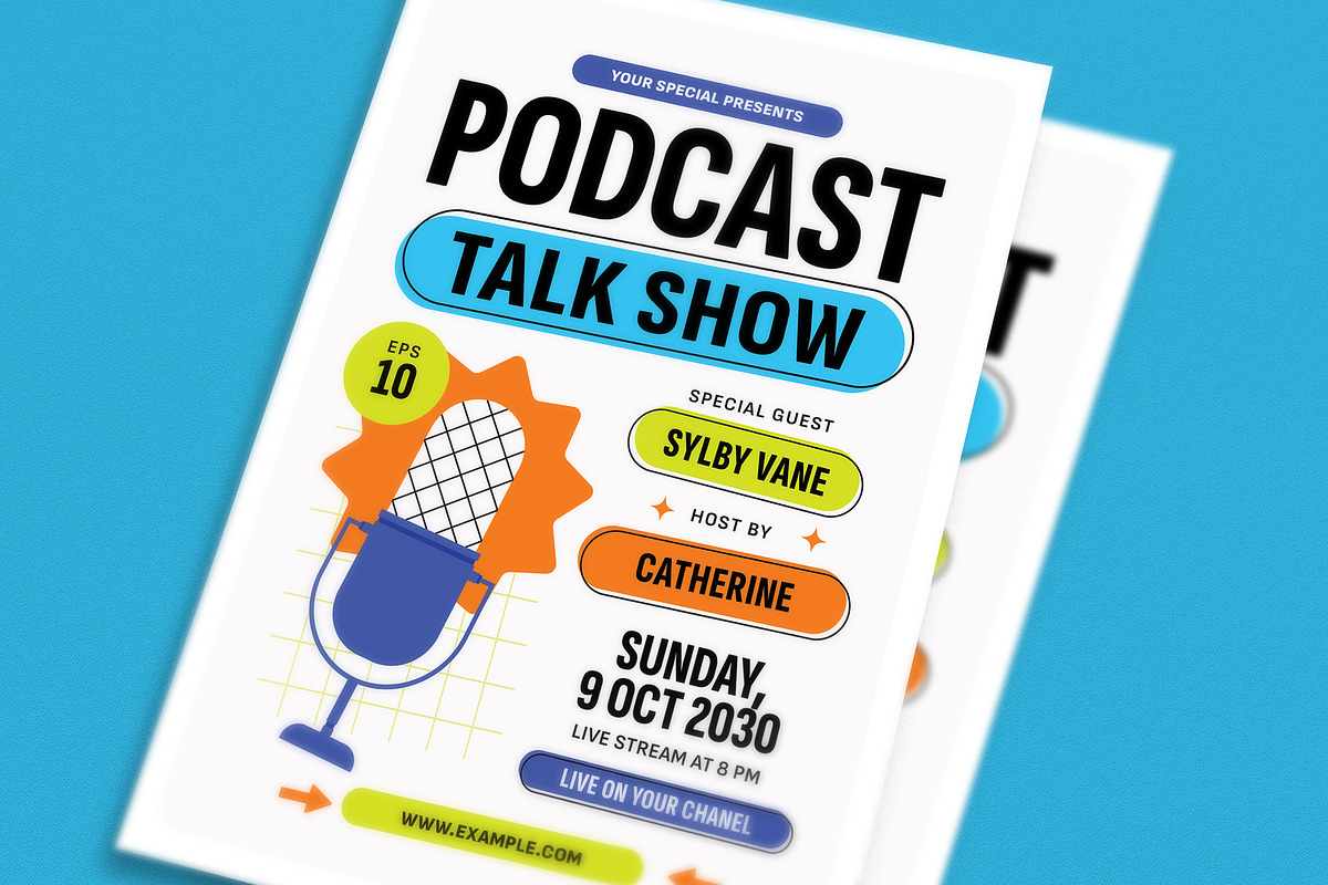 Modern Podcast Talkshow Flyer, a Flyer Template by VectorVactory (Photo 2 of 3)