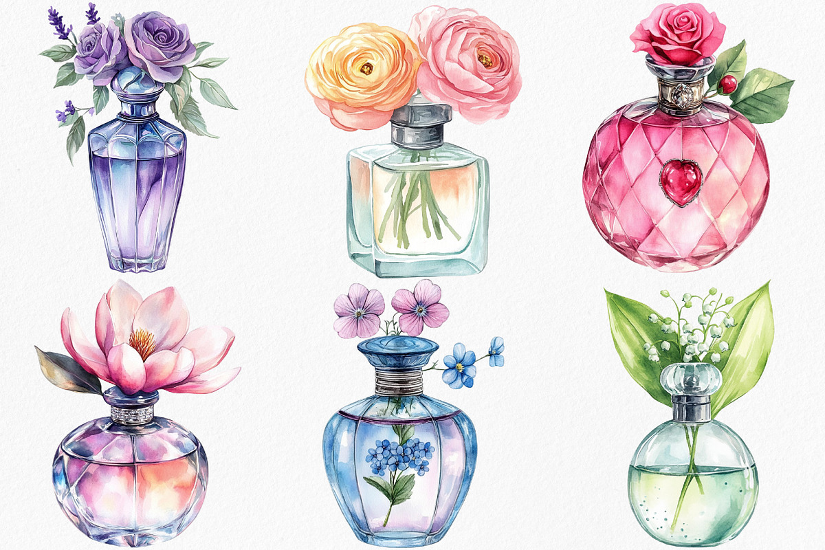 Perfume Scents with flowers Clipart, an Illustration by Canvas Craft (Photo 2 of 8)