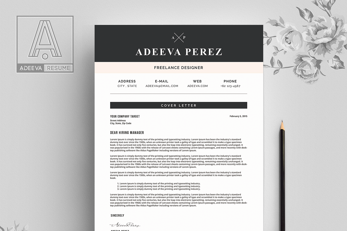 Modern Resume Template Perez, a Resume Template by AdeevaResume (Photo 4 of 4)