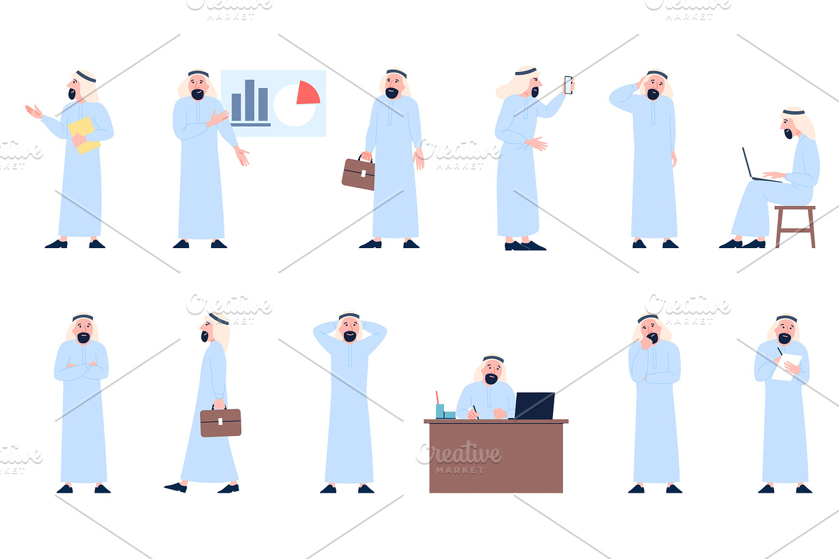 Saudi businessman. Arab man in, a Finance Illustration by LadadikArt