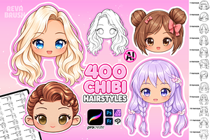 Procreate Chibi Hairstyles brushes