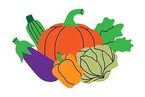 Fresh vegetables. Pumpkin, zucchini, a Food Illustration by GraphiShop