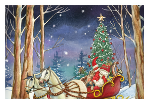 Watercolor Christmas Sleigh Ride