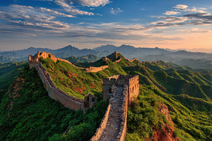 Majestic Great Wall of China sunset, a Photo by Pixeness Studio