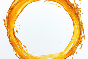 Golden liquid splash forming a circl, an Abstract Photo by Pixeness Studio