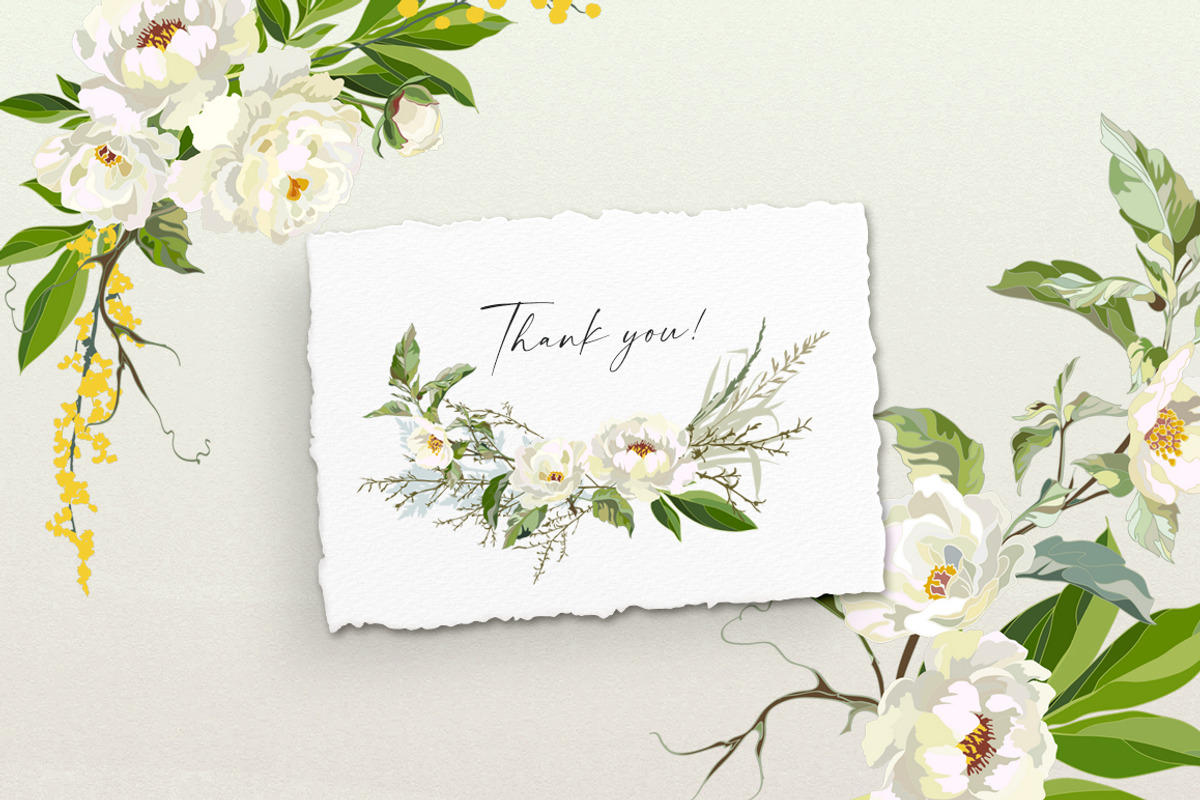 White peonies, a Decorative Illustration by Vasmila (Photo 9 of 9)