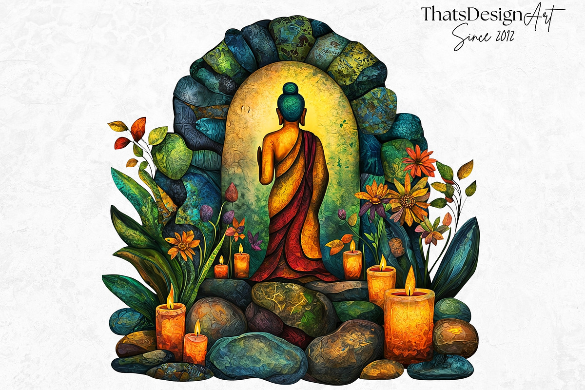 Vibrant Buddha Clipart Set, a Decorative Illustration by ThatsDesignArt (Photo 6 of 10)