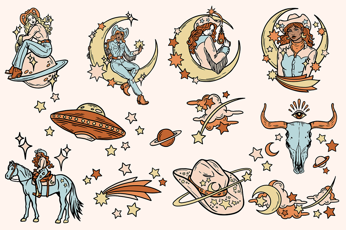 Cosmic Cowgirl – Illustrations, an Illustration by Pony Gold Studio (Photo 4 of 6)