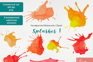 Watercolor Clipart Splashes Bundle