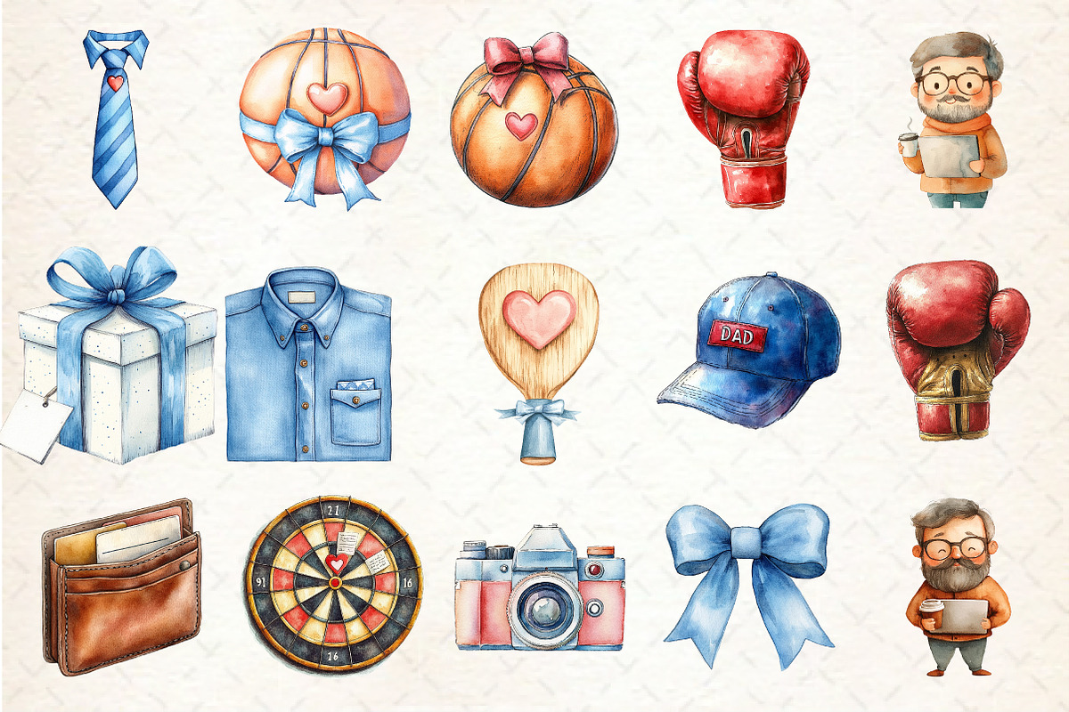 Fathers Day Watercolor Clipart, a Seasonal Illustration by Rose Art (Photo 2 of 4)