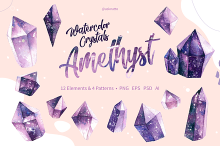 Watercolor Crystals - Amethyst