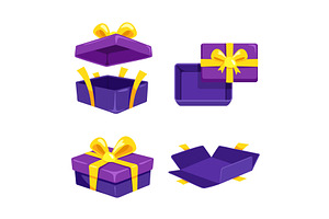 Cartoon open gift boxes. Opened, an Object Illustration by Stock-Smart-Start