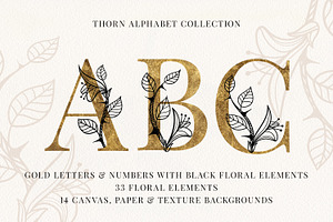 THORN Floral Gold Alphabet