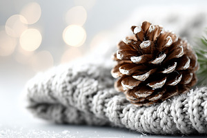Pine cone on a soft knitted sweater, a Holiday Photo by MistyDay