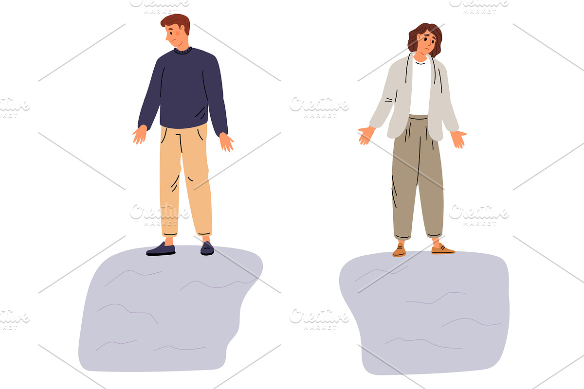 Man and woman stand on opposite, a Person Illustration by Vectorbuum