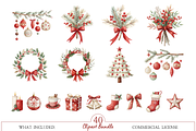 Classic Christmas Watercolor Clipart, an Illustration by MockupWizard (Thumbnail 3 of 6)