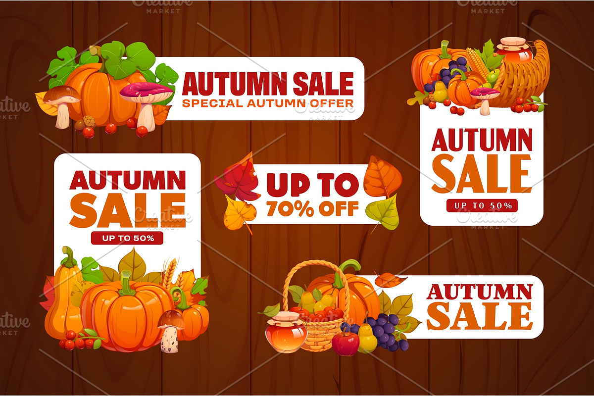 Autumn fall sale tags discount, a Seasonal Illustration by Vector Tradition (Photo 3 of 3)