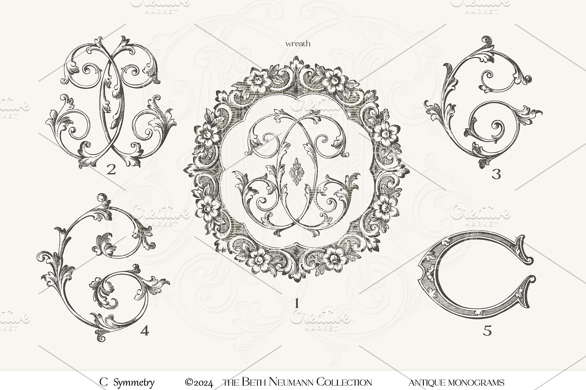 Antique Vintage Monogram Initial C, an Object Graphic by Antique Monograms (Photo 4 of 4)