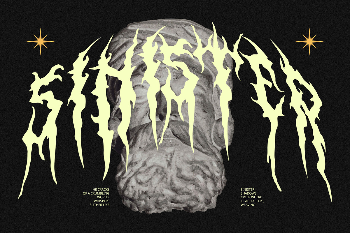 CS Damage – Black Metal Font, a Blackletter Font by Craft Supply Co. (Photo 3 of 8)