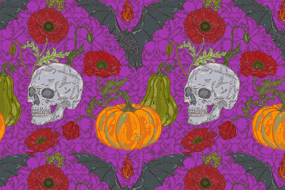 Gothic Harvest Garden Pattern, a Pattern Graphic by NayaChu (Photo 3 of 9)