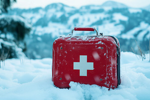 First aid kit in snowy mountains, a Health & Medical Photo by MistyDay