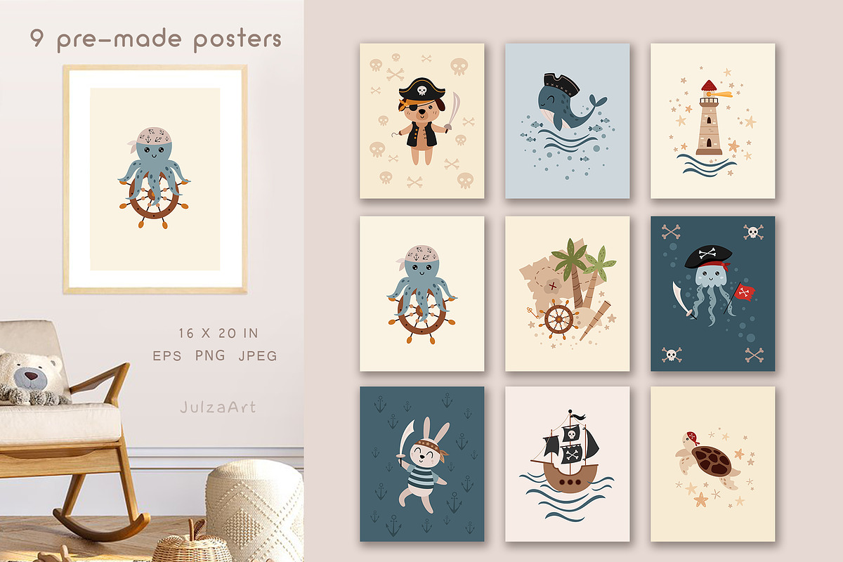 Pirate animals collection, a Seasonal Illustration by JulzaArt (Photo 4 of 10)