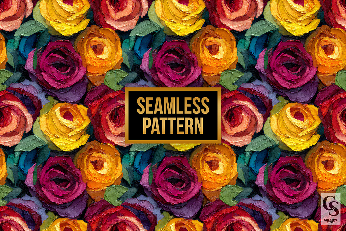 Painted Mixed Media Roses Patterns, a Pattern Graphic by Creative Store (Photo 4 of 5)