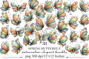 Whimsical Spring Butterfly Clipart, an Illustration by Designking