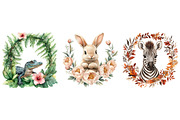 Baby Animals Floral Wildlife Frames, an Illustration by Daily.Designs (Thumbnail 5 of 6)