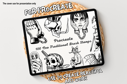 100 Neo Traditional Procreate Stamps