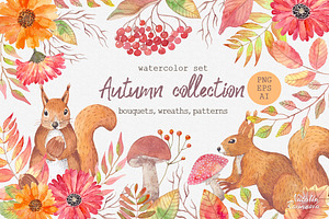 Autumn watercolor collection