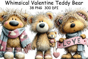Whimsical Valentine Teddy Bear PNG, an Illustration by CraftArtStudio