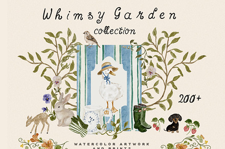 Whimsy Garden Cottagecore Watercolor, an Object Graphic by Laras Wonderland