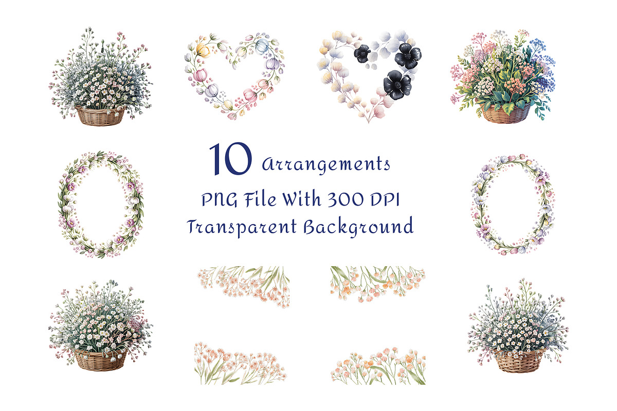 Baby's Breath Watercolor Clipart, a Decorative Illustration by ForhadGFX (Photo 7 of 14)