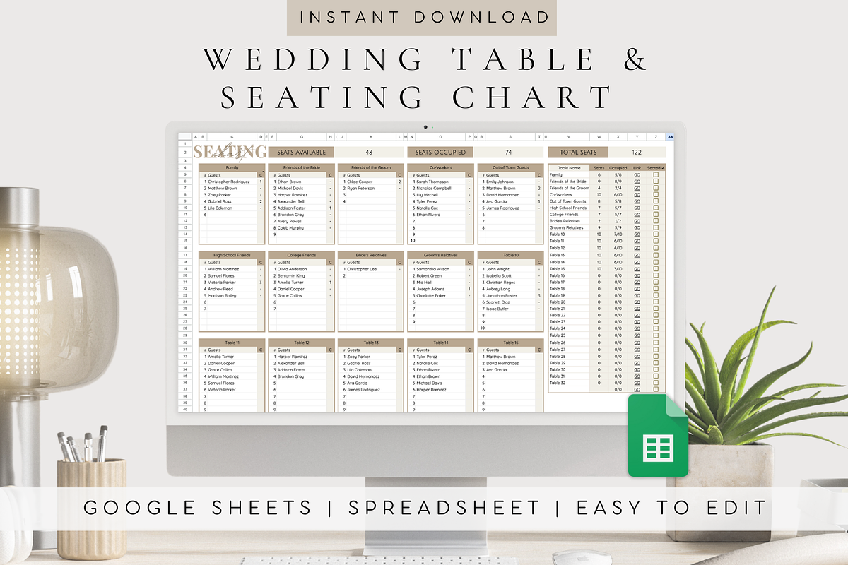 Google Sheets Wedding Seating Chart, a Templates & Theme by BRANDcontent (Photo 1 of 6)