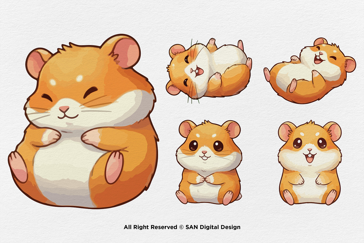 15 Bundle Watercolor Baby Hamster, an Animal Illustration by Morspective (Photo 5 of 8)