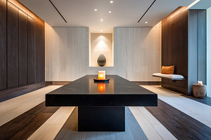 Elegant spa interior featuring a serene atmosphere and soft lighting, a Photo by AlyaAnd