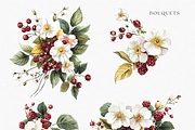 White Flowers with Berries, a Decorative Illustration by ThaismotaCreativeCo (Thumbnail 3 of 9)
