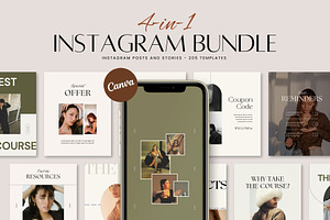 4-in-1 Instagram Bundle CANVA, a Templates & Theme by BoldNStudio