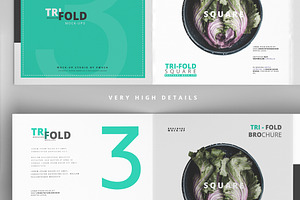 Square Brochur Mockups - Three Fold