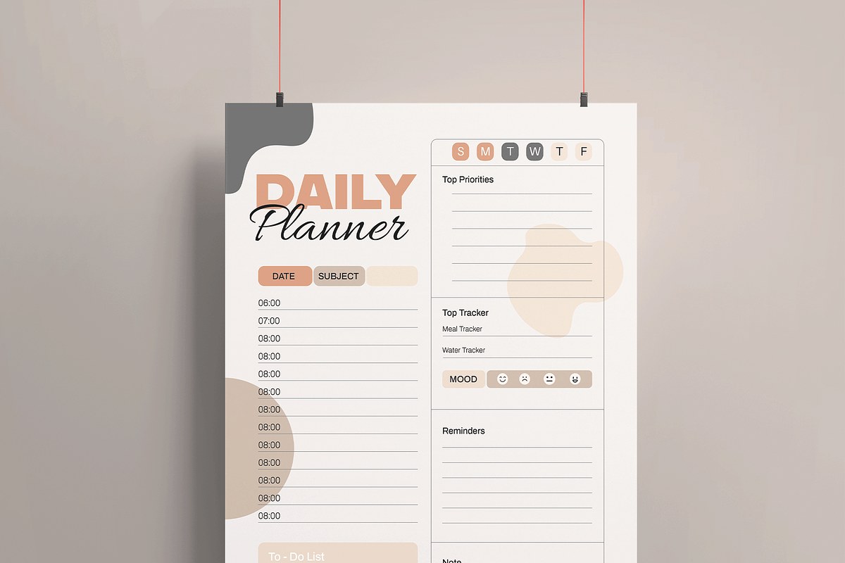 Daily Planner Template, a Stationery Template by MightyDesign (Photo 2 of 8)