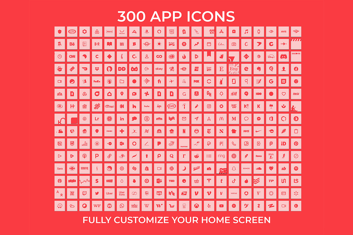 300 iOS 14 Pink and Red Icon Pack, an Icon by A Good Design Studio (Photo 4 of 5)