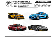 sport car illustration vector, a Transportation Illustration by slLametDesigns (Thumbnail 1 of 5)
